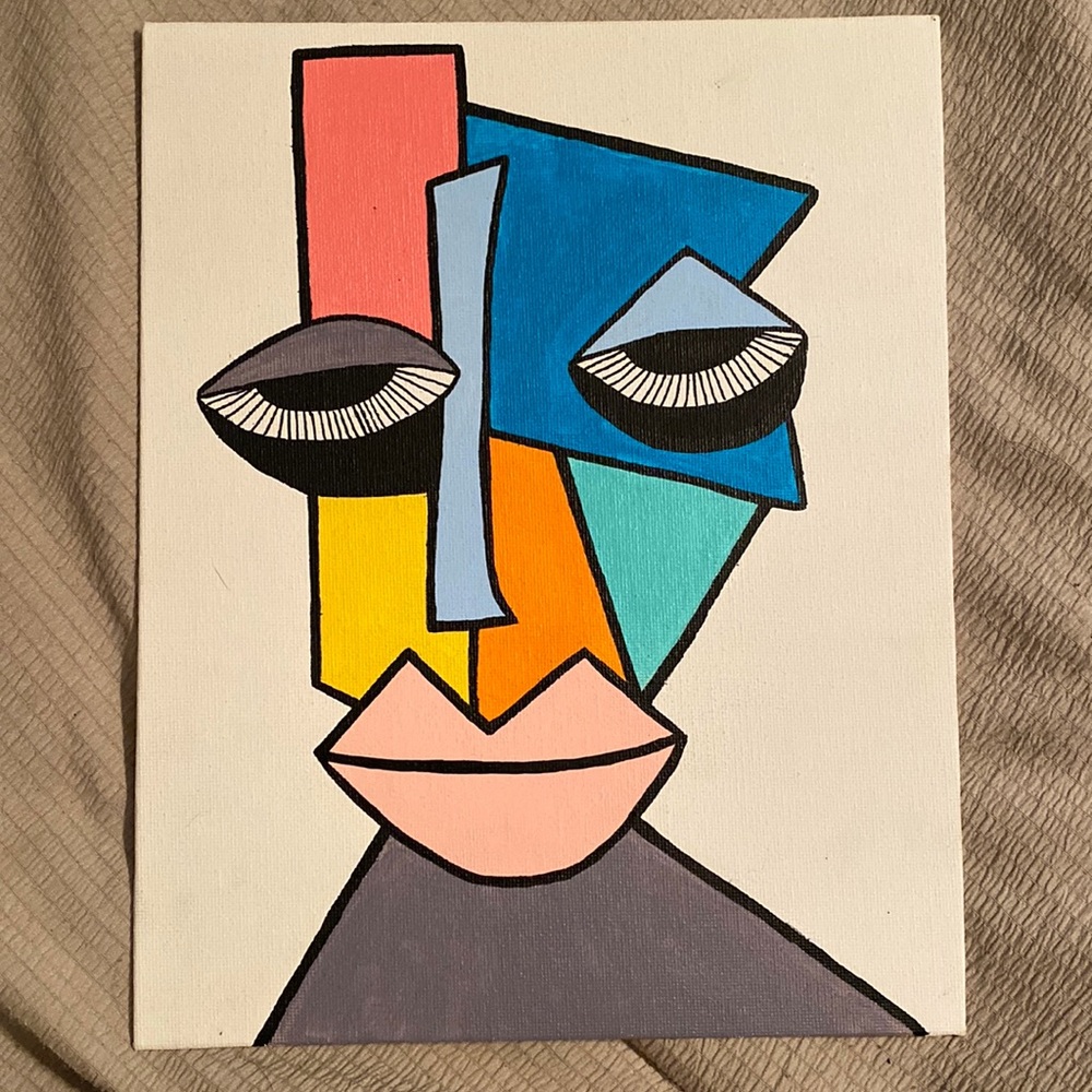 8x10 hand painted canvas abstract face